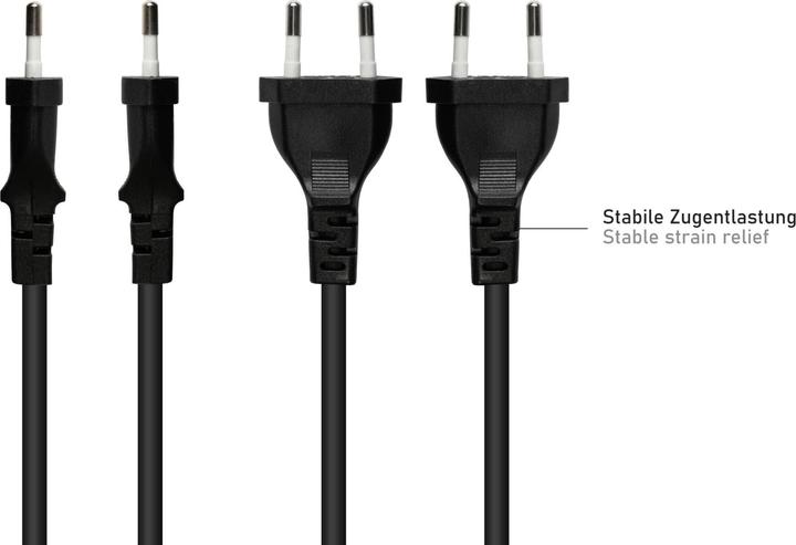 Produktbild Kabelmeister Euro-Netzkabel Euro-Stecker Typ C an abisolierte Enden, schwarz, 0,75 mmÂ², 1,5 m (1.50 m)