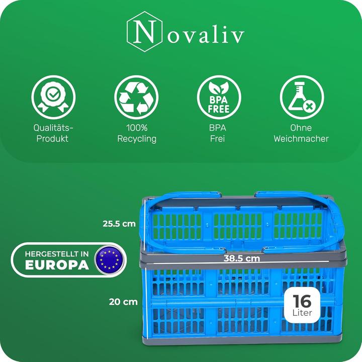 Image du produit Novaliv Klappbox Blau 2er Set - 16L Faltkorb mit Henkeln - Vielseitiger Einkaufskorb - Praktische Au (16 l)
