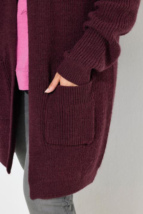 Image du produit Ulla Popken Cardigan long à col en V, manches longues et fermeture boutonnée (42, 44)