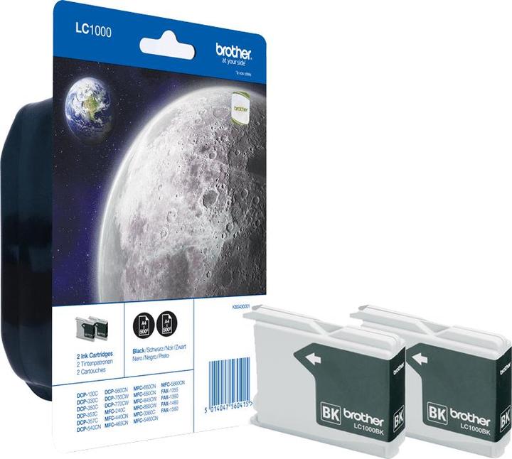 Produktbild Brother LC1000BK - Schwarz - Original - Tintenpatrone (Packung mit 2) (BK)