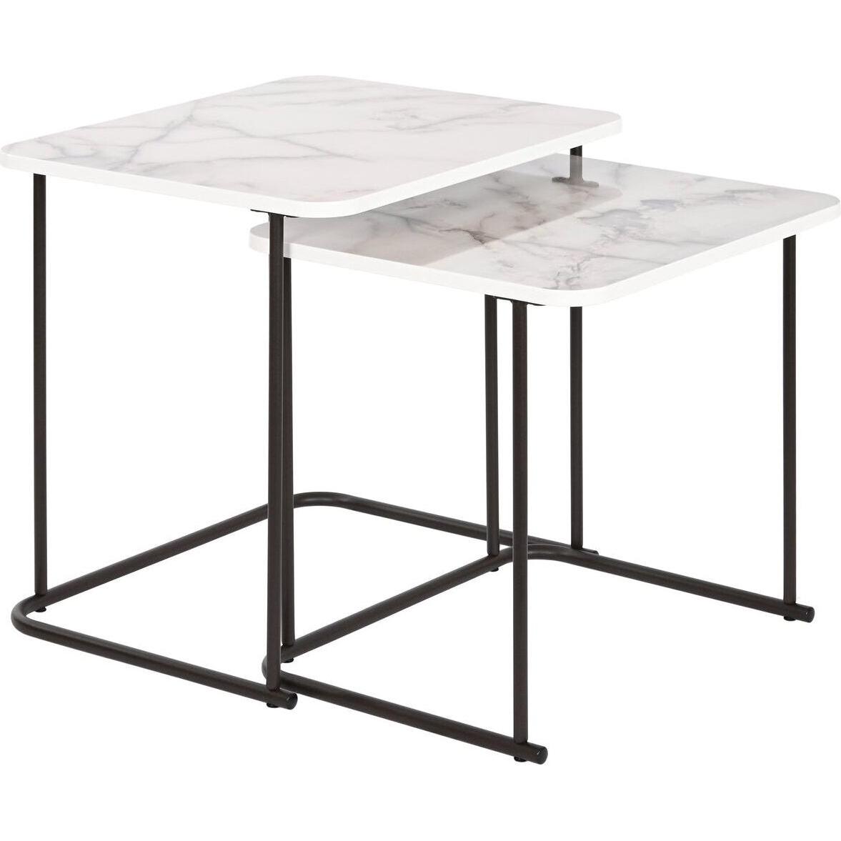 DKD Home Decor, Tavolino da salotto, Set of 2 tables White Black 51 x 43 x 49 cm
