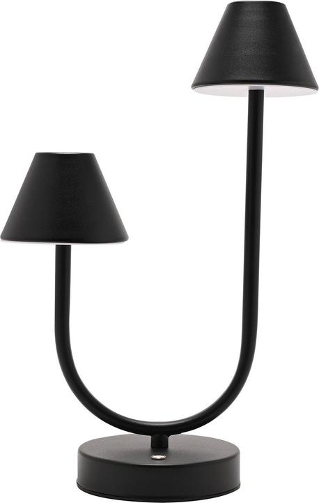 Actual product image Hestia Matte Black USB Touch Double Light Table Lamp