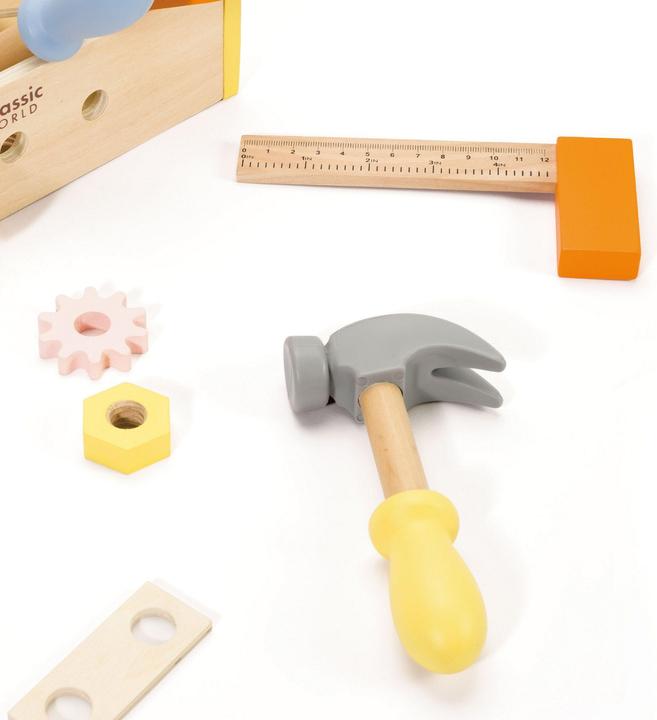 Image du produit Classic World Kit de menuiserie en bois avec boîte à outils, 18dl
