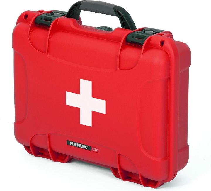 Produktbild Nanuk Case 910 w/ First Aid Logo Red Interior 335x234x97mm (Fotokoffer, 14.25 l)