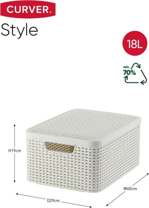 Immagine prodotto Curver Basket with lid Rattan Style M cream (40 x 29 x 19 cm, 18 l)