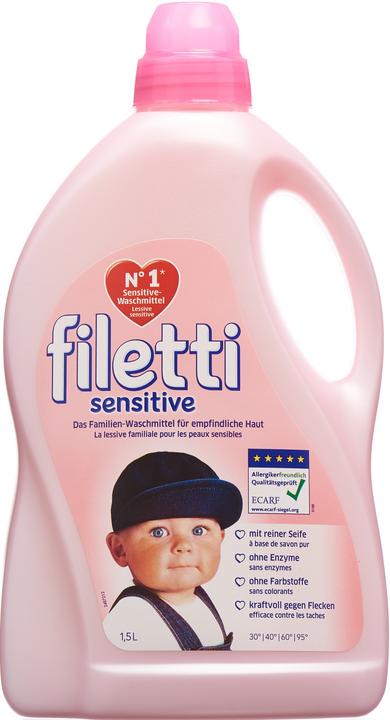 Actual product image Filetti Sensitive (10 Washing cycles, Liquid detergent)