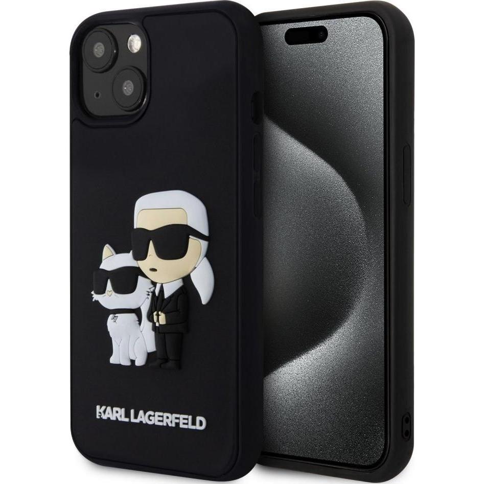Thumbnail - Karl Lagerfeld 3D Rubber Karl and Choupette Case for iPhone 13 Black (Apple iPhone 13), Smartphone Hülle, Schwarz