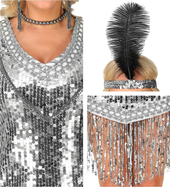 Actual product image Widmann Sequin dress with silver headband (S, M, L, XL)