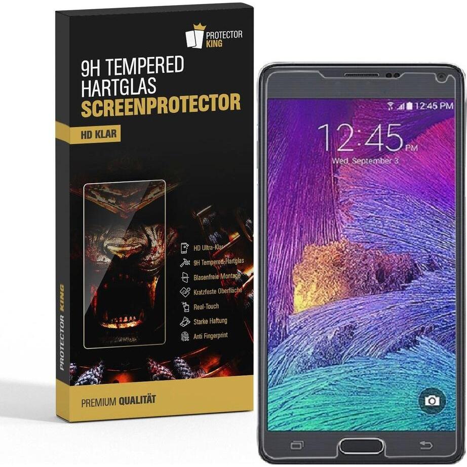 Protectorking 1x echtes Tempered 9H Panzerhartglas 3D KLAR (1 Stück, Samsung Galaxy Note 4), Smartphone Schutzfolie