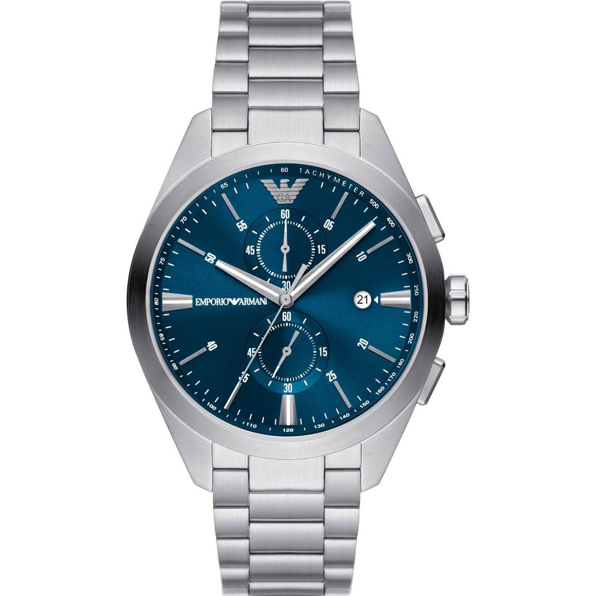 Emporio Armani, Armbanduhr, -, Silber, (Chronograph, 43 mm)
