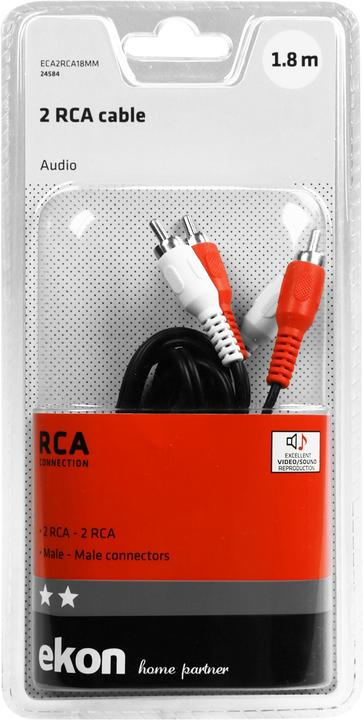 Actual product image Ekon Audio Cable 2 RCA Male to 2 RCA Male (1.80 m, Cinch Cables)