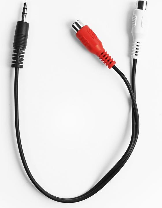 Productafbeelding Ekon Audiokabel met 3,5 mm mannelijke aansluiting en twee vrouwelijke RCA-stekkers (0.30 m, AUX-kabel)