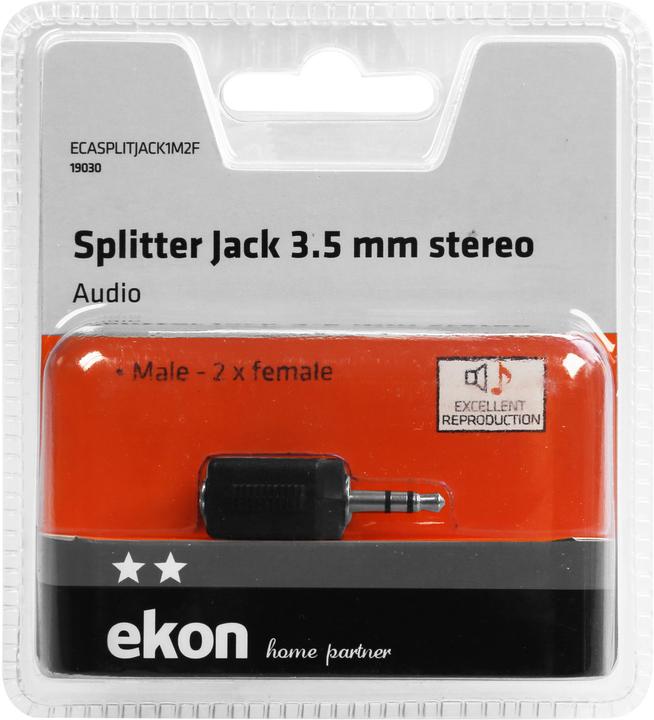 Image du produit Ekon Jack diviseur 3,5 mm 1 mâle - 2 femelles (Séparateur audio)