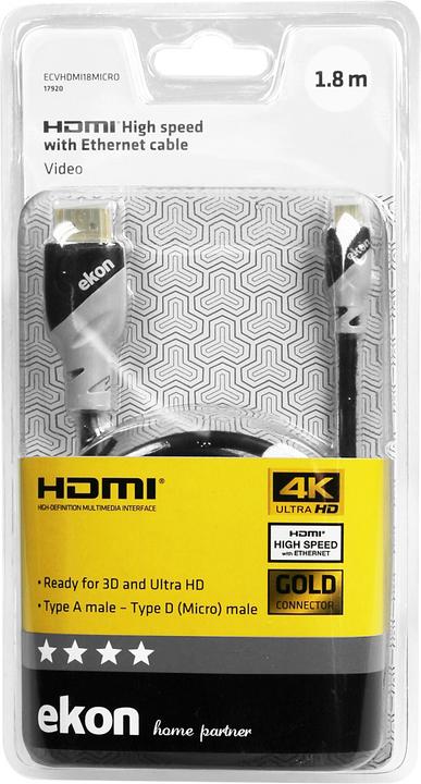 Image du produit Ekon HDMI (Typ A) — micro HDMI (Typ D) (1.80 m)