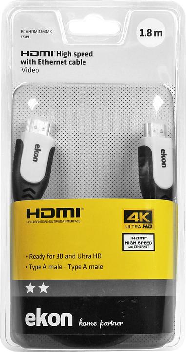 Image du produit Ekon HDMI (Typ A) — HDMI (Typ A) (1.80 m, HDMI, 1.4)
