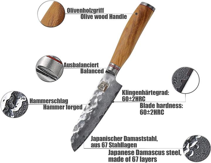Produktbild Zayiko Olive Damastmesser, 12cm (12 cm)