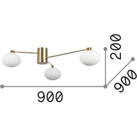 Thumbnail - Ideal lux, Wandleuchte + Deckenleuchte, HERMES G9 Deckenleuchte 3x ⌀900mm dimmbar Messing warmweiss 288260 (370 lm, G9)