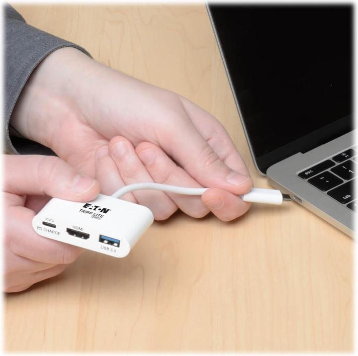 Actual product image Eaton USB-C to HDMI Adapter with USB-A Port and PD Charging HDCP White (USB-C, 1 portion)