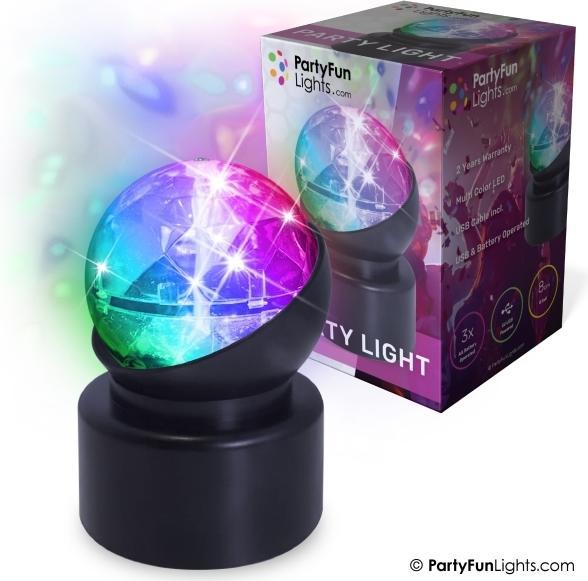 Produktbild PartyFun Lights Start en fest i ethvert rum med denne Mini party lampe. Party lampen roterer og skaber et spekta...