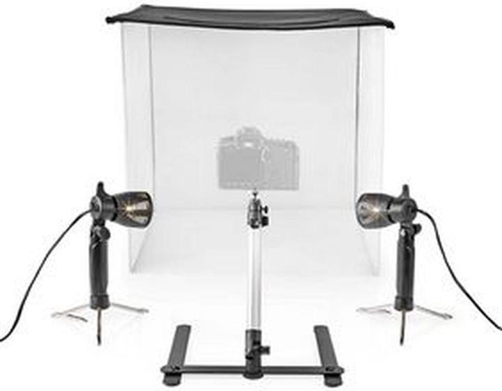 Produktbild Nedis Foto Studio Kit 400 lm Faltbar Hintergründe inkl. Tragetasche enthalten Schwarz (Reflektor)