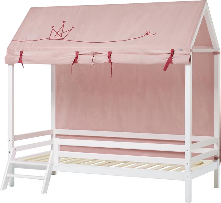 Produktbild Hoppekids BUNDLE BASIC Hausbett 90x200 cm, mit Leiter und Extra Rausfallschutz, mit PRINCESS Vorhang (90 x 200 cm)