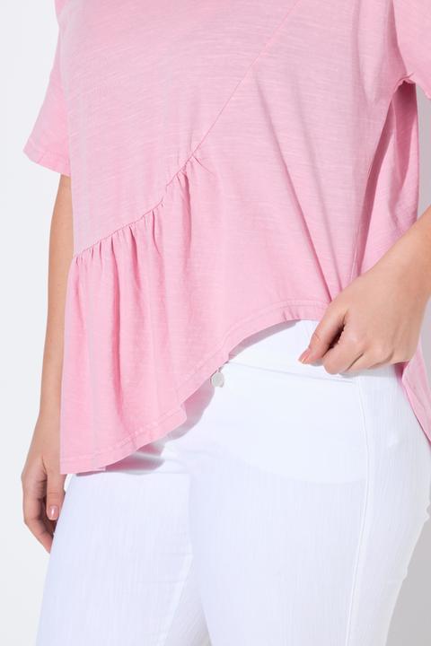 Actual product image Ulla Popken Asymmetric Flounce Panel Short Sleeve Tee (42, 44)