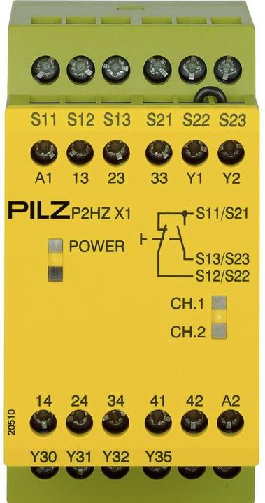 Actual product image Pilz P2HZX1 2hand control relay,24Vdc 3NO 1NC