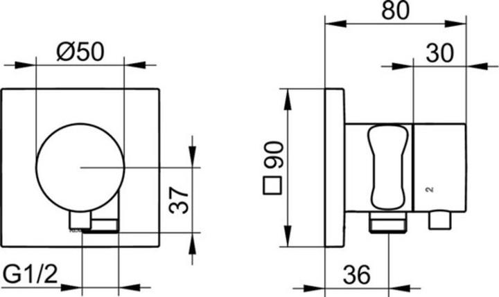 Actual product image Keuco IXMO UP diverter valve f 3 verb rosette angular vc