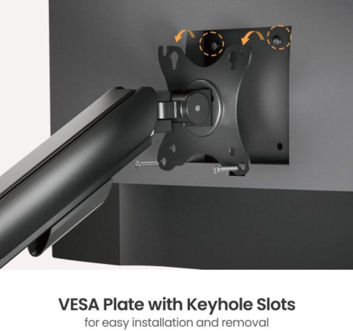 Actual product image eSTUFF Dual Gas Spring Monitor Mount (Table, 27", 8 kg)