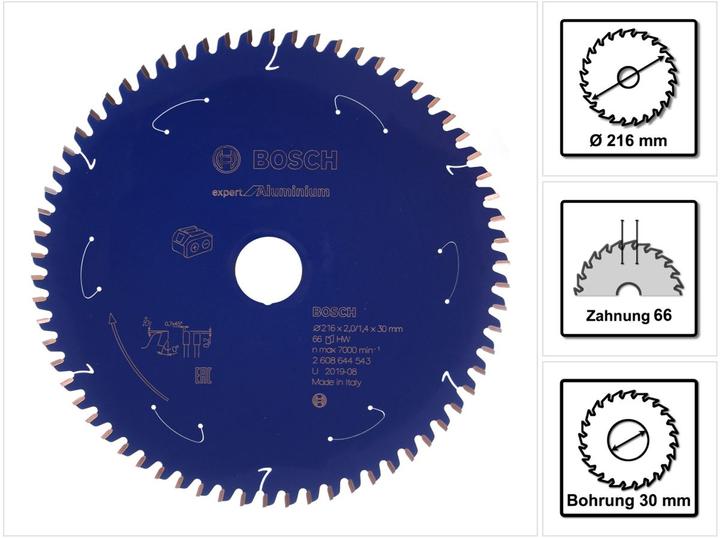 Productafbeelding Bosch Professional Zubehör Cirkelzaagblad Expert voor Aluminium voor accuzagen,216 x 2/1,4 x 30, 66 tanden