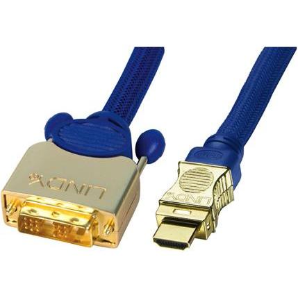 Lindy Premium Gold HDMI-DVI Kabel, 0.5m (0.50 m, HDMI, DVI), Video Kabel