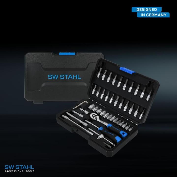 Actual product image SW-Stahl 07748L Socket spanner set 1/4" inch hexagon I Tool case 48-piece I Ratchet box small
