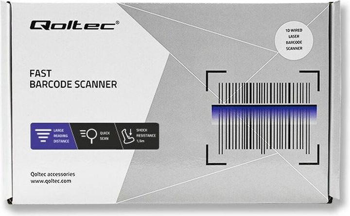 Actual product image Qoltec 1D Laser Barcode Scanner | USB | Black (1D barcodes)