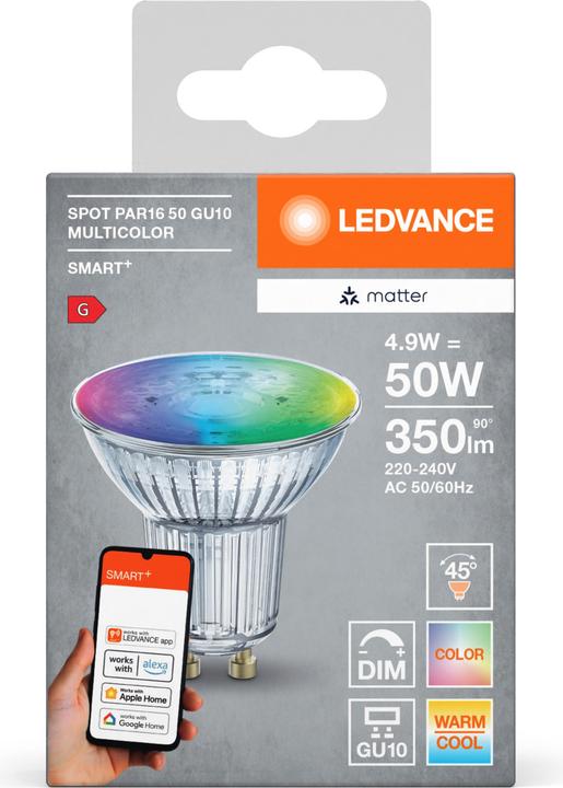 Image du produit Ledvance SMART+ MATTER SPOT GU10 MULTICOLOR 4.9W 827...865 Multicolore GU10 (GU10, 4.90 W, 350 lm, 1 x, F)