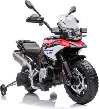 Es-toys Elektro Kindermotorrad BMW F850 GS – 12V7A Akku – mit Stützräder, Musik und Lichter -EVA Reife (12 V)