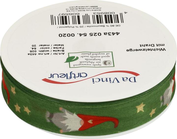 Produktbild Viana Dekoratives Weihnachtsgeschenkband mit Wichteln und Sternenmotiv