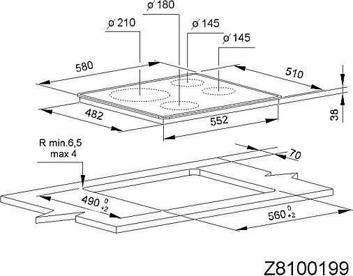 Produktbild Whirlpool AKT 8130 BA Kochfeld Integriert Keramik 4 Zone(n)