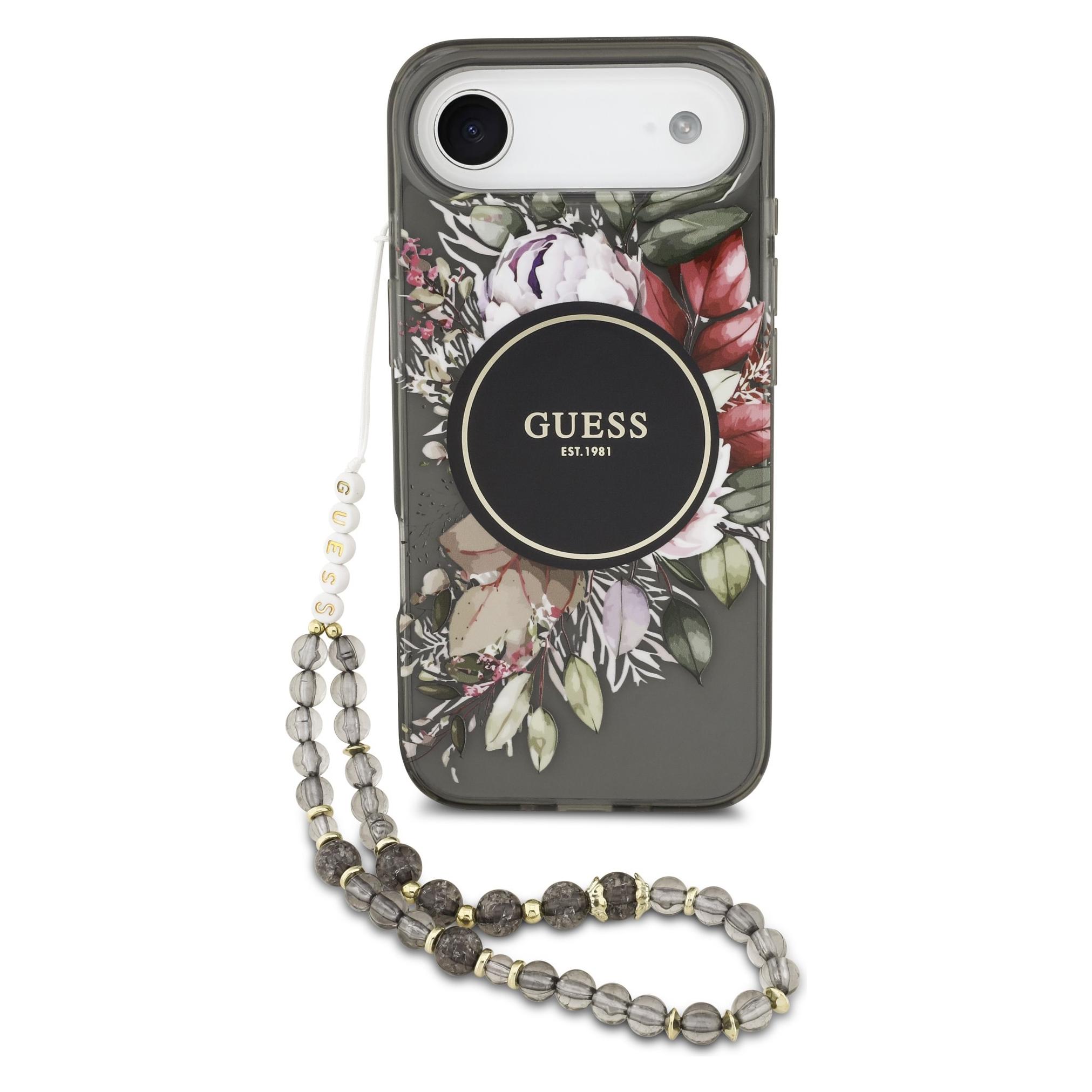 Guess Iml Flowers Strap MagSafe Case Für Apple IPhone Air - Black (Apple IPhone Air), Smartphone Hülle, Schwarz