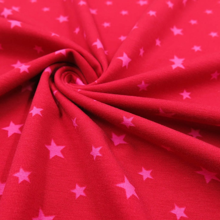 Immagine prodotto Stoffrestposten Jersey di cotone - Stelle su rosso - Quantità minima di vendita: 1 metro