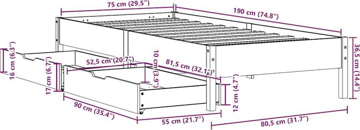 Produktbild vidaXL Bettgestell (75 x 190 cm)