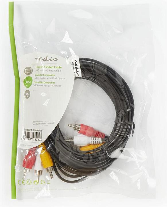 Produktbild Nedis Composite-Videokabel, 3x Cinch-Stecker (5 m)