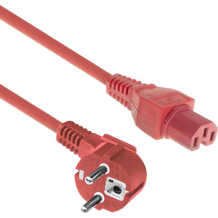 ACT Powercord mains connector CEE 7/7 male (angled) - C15 red 2 m (2 m), Stromkabel
