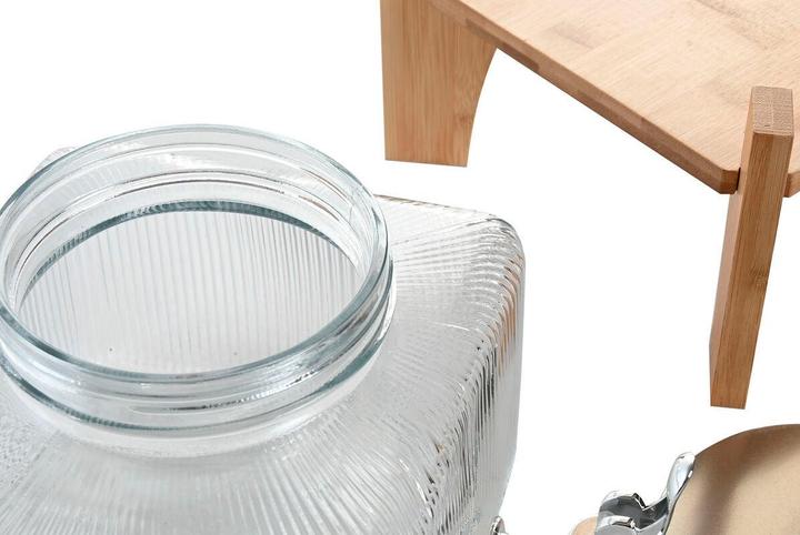 Actual product image Esprit Wasserspender Home Durchsichtig natürlich Bambus Kristall 3,5 L 19 x 19 x 16 cm