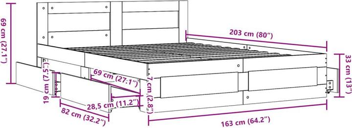 Immagine prodotto VidaXL Struttura letto con testiera (160 x 200 cm)