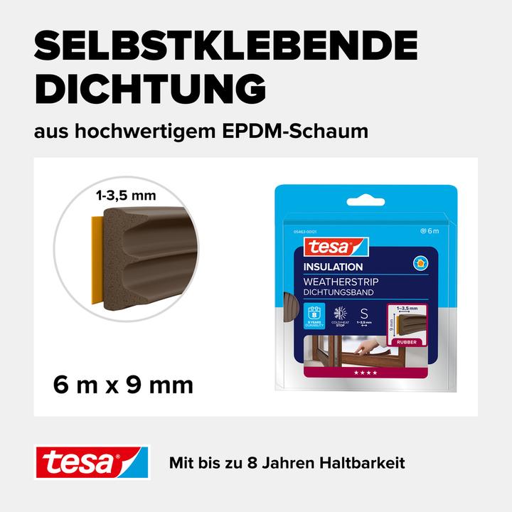 Image du produit tesa tesamoll CLASSIC E-Profil Fensterdichtung, Gummidichtung zum Isolieren