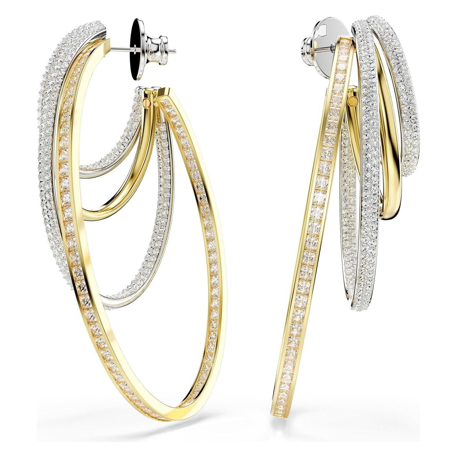Swarovski, Oorbellen, Hyperbola Collectie Ringoorbellen, (Goudkleurige Coating, Rhodium Coating)