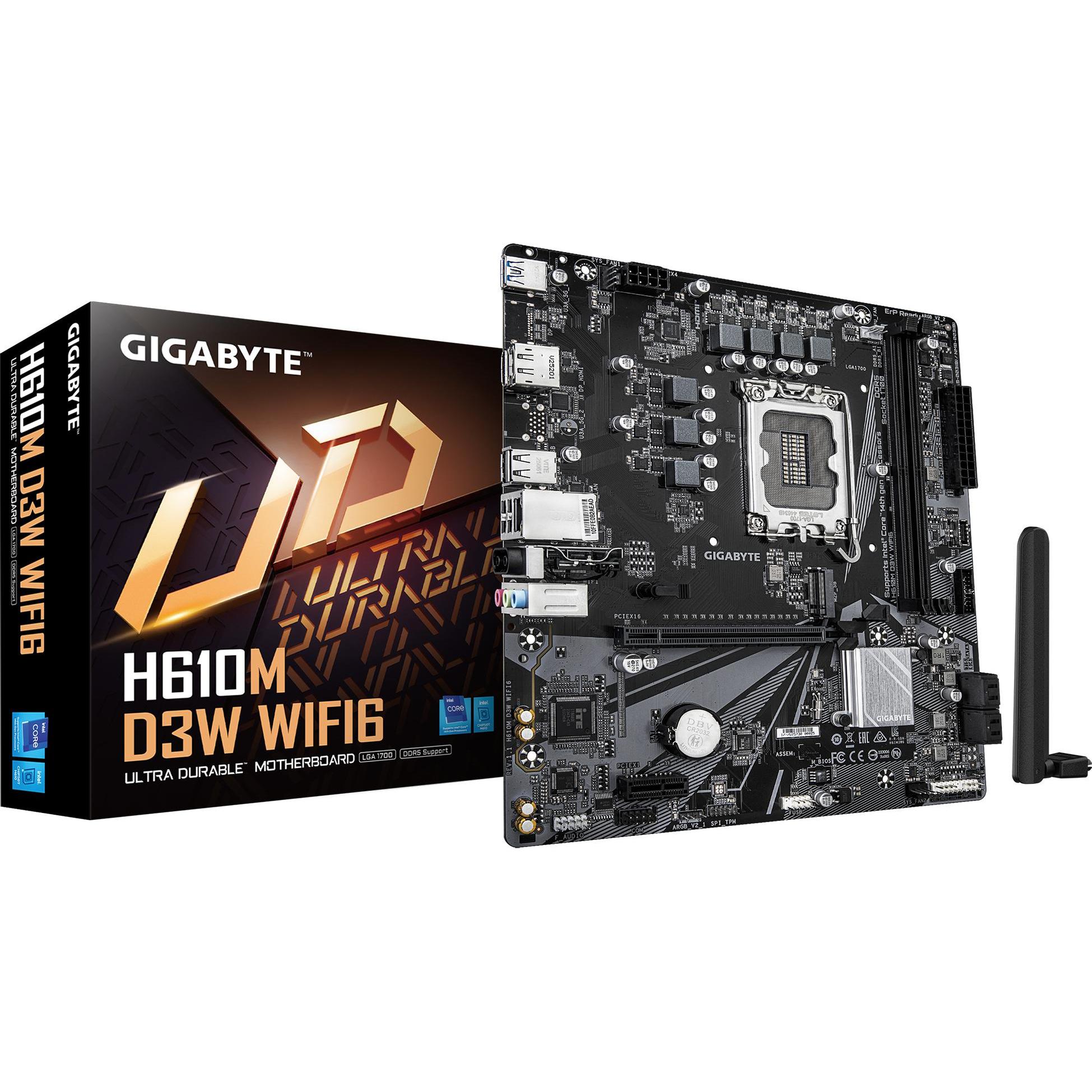 Gigabyte H610M D3W WF6 (H610,S1700,mATX,DDR5 (LGA 1700, Intel H610, mATX), Mainboard