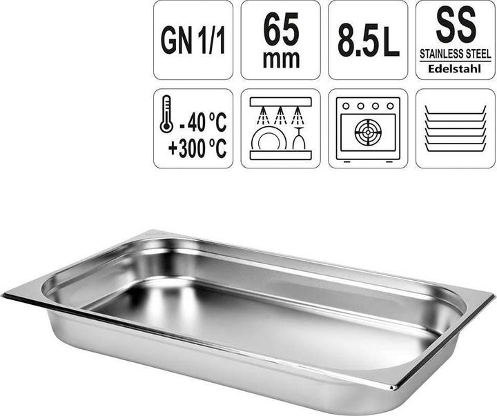 Yato Contenitore Gastronorm in acciaio inox 1/1 65 mm (GN 1/1, 8.50 l)