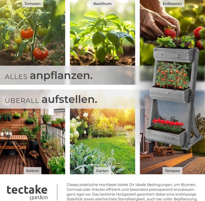 Immagine prodotto tectake Aiuola verticale Flora, legno verniciato, incluso tessuto non tessuto per piante