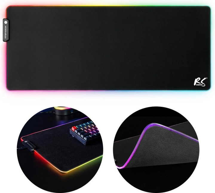 Immagine prodotto NanoRS RS705 XXL Tappetino per mouse e tastiera da gioco 80x30 cm Retroilluminazione LED RGB Antiscivolo (XXL)